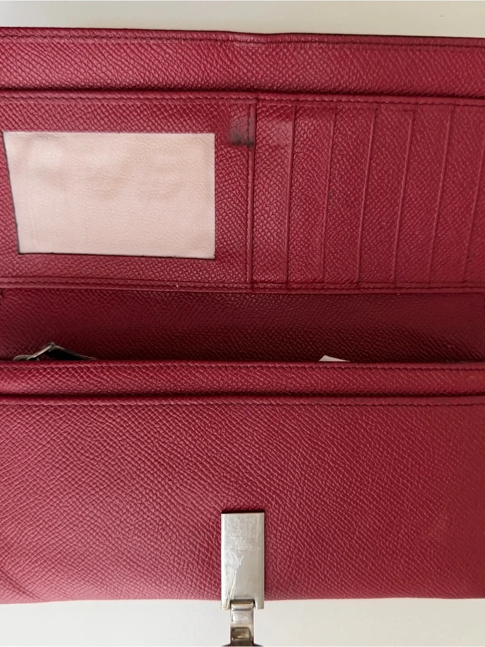 Authentic Bvlgari Clip Red Leather Long Wallet